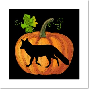 Fox in pumpkin Posters and Art